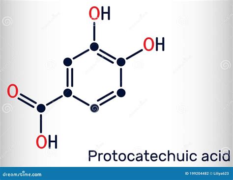 Protocatechuic Acid Pca Green Tea Antioxidant Molecule 3d Rendering Atoms Are Represented As