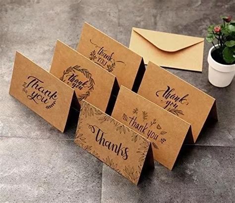 Kit De 36 Tarjetas De Agradecimiento Papel Kraft Marron En Venta En