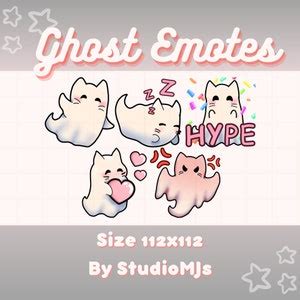 Cute Ghost Emotes Halloween Twitch Sub Cheer Loyalty Spooky Emotes