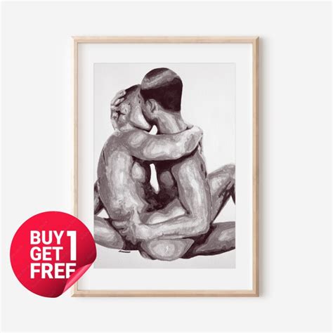 Gay Nude Couple Hugging Print Nude Males Print LGBTQ Decor Etsy