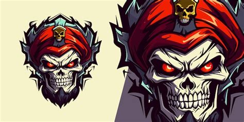 Premium Vector Powerful Zombie Skull Face Pirate Logo Mascot Illustration Vector For Sport And