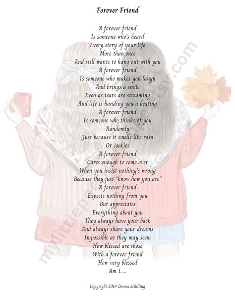 Forever Friend Instant Digital Download Friend Poem Best Friend Poem Friendship Poem