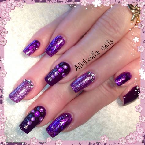 Nail Art Purple Nails Bling Nails Nail Designs