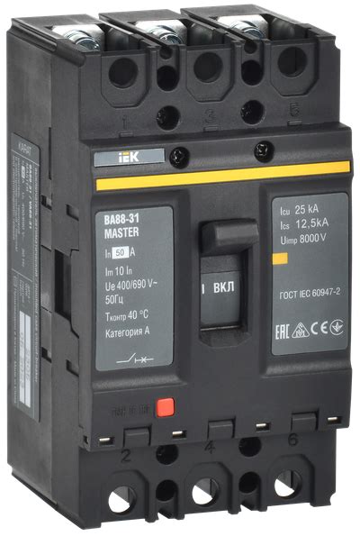 Automatic circuit breaker BA88-31 3P 50A 25kA MASTER IEK (SVA00-3-0050-02)