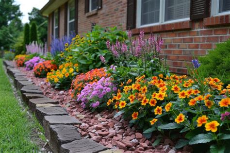 Landscape Design with Flower Beds in Home Garden, Beautiful Landscaping ...