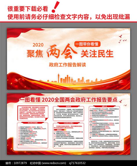 2020全国两会政府工作报告要点解读展板图片下载红动中国