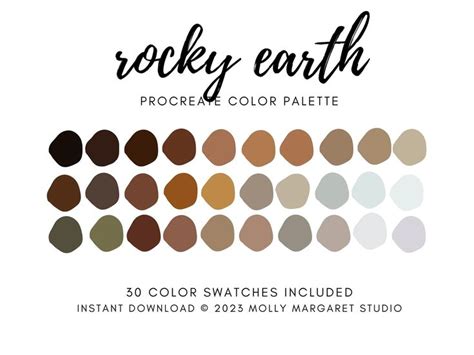 Rocky Earth Tones Procreate Ipad Swatches Natural Color Palette Plant