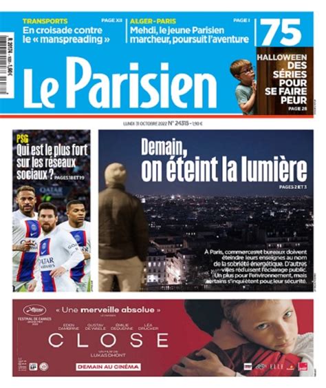 Le Parisien Du Lundi Octobre T L Charger Des Magazines