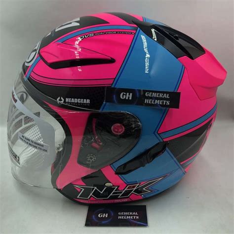 Jual Helm Nhk R Motif Napoleon Pink Fluorescent Light Blue Double