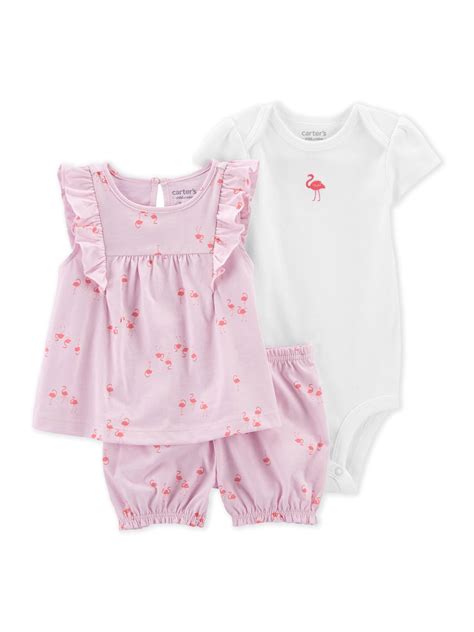 Carter's Child of Mine Baby Girl Outfit Set, 3-Piece, Sizes 0-24 Months ...