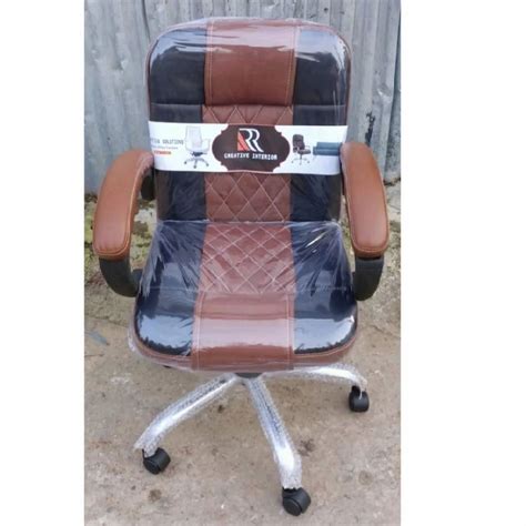 Low Back Rr Rexine Office Revolving Chair Brown And Black At Rs 2100