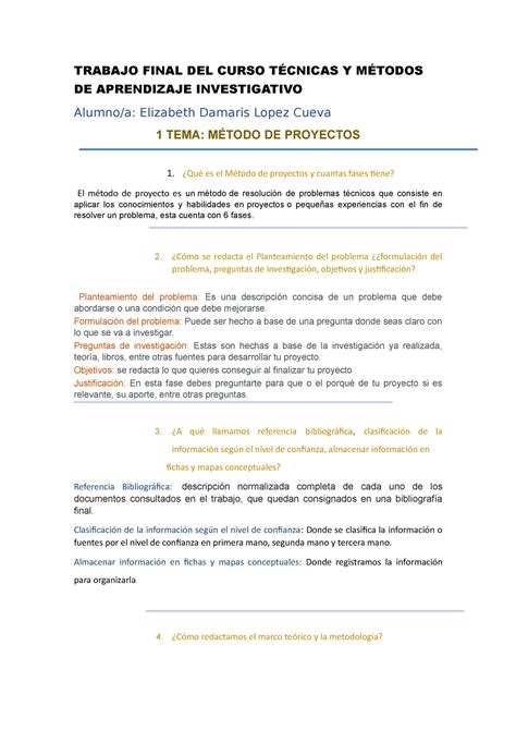 Trabajo Final Del Curso Técnicas Y Métodos De Aprendizaje Investigativo