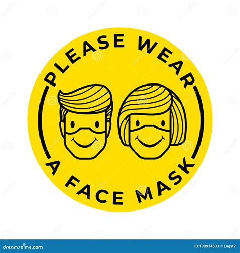 `please Wear A Face` Mask Sign Face Mask Logo Face Mask Icon Stock