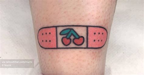 Band Aid Tattoo Located On The Achilles Cartoon Style