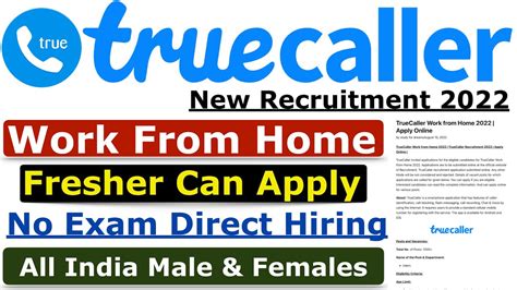 TrueCaller Recruitment 2022 Work From Home Salary 25k Intern