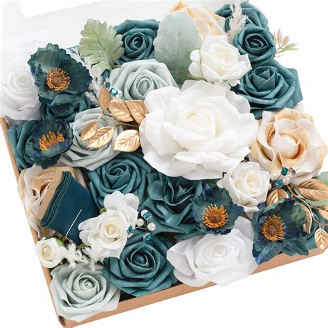 Amazon Ling S Moment Artificial Flowers Wedding Rustic Teal Fall