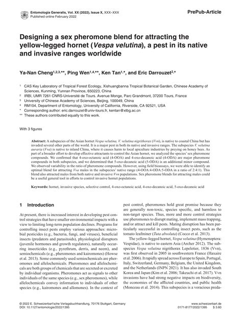 PDF Designing A Sex Pheromone Blend For Attracting The Yellow Legged