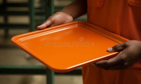 A Prison Inmate Holding an Empty Canteen Food Tray Stock Image - Image ...