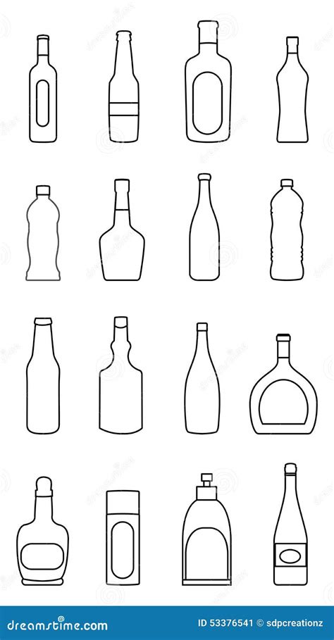 Bottles Line Icons Set Stock Illustration Illustration Of Variation 53376541