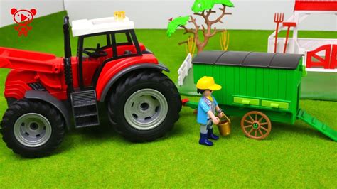 Tractor and Trucks, tractor, lego toy truck, farm animals - YouTube