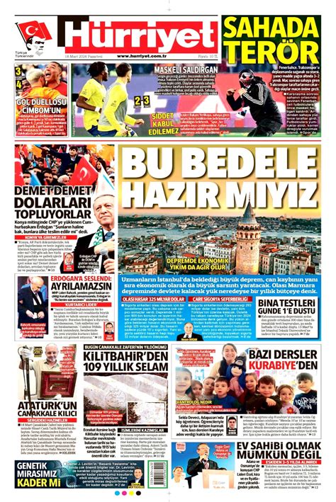 Hürriyet Gazetesi Hürriyet Manşet Oku Haberler 18 Mart 2024