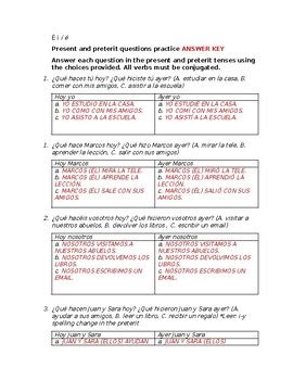 Present And Preterit Questions Practice By Kunal Patel TPT