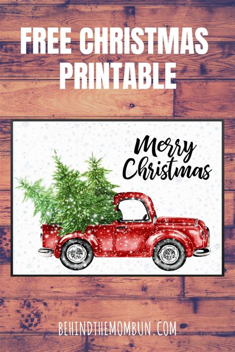 Little Red Truck Merry Christmas Printable - Behind the Mom Bun