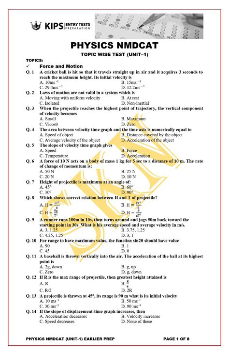 SOLUTION Unit 1 Force And Motion Kips Early Prep 2021 Studypool