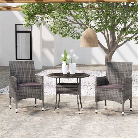 Mobilier à dîner de jardin 3 pcs Ensemble table et chaise Résine