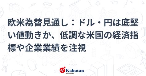 欧米為替見通し：ドル・円は底堅い値動きか、低調な米国の経済指標や企業業績を注視 通貨 株探ニュース