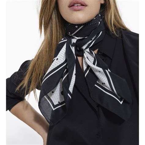 Foulard En Soie Satin Noir The Kooples La Redoute