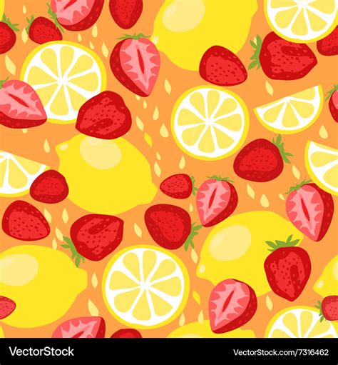 Lemons And Strawberries Seamless Pattern Vector Image