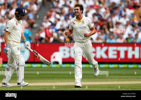 Australia S Pat Cummins Celebrates The Wicket Of Chris Woakes During