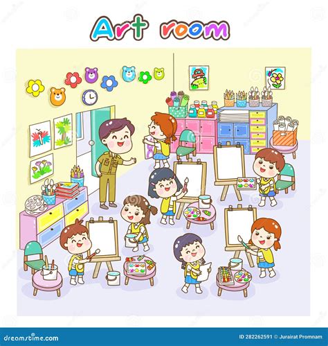 Illustration Art Classroom for Kids. Stock Illustration - Illustration of presentation, student ...