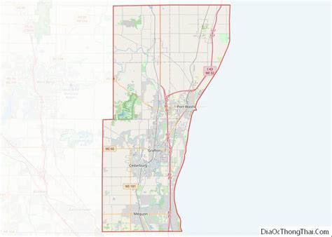 Map of Ozaukee County, Wisconsin - Thong Thai Real