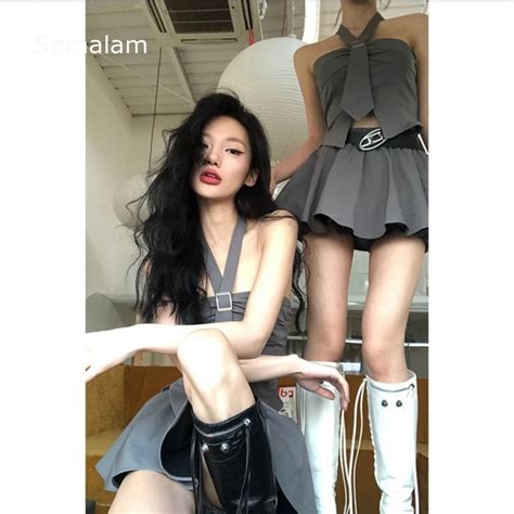 Semalam Style Desire Halter Skirt Pure Slimmer Look Hot Girl Halterneck Split Matching Suit Tube