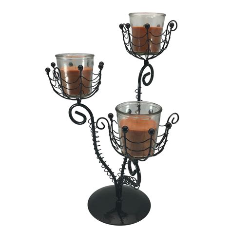 Halloween Metal Black Spider Web Candelabra Candle Holder With Scented