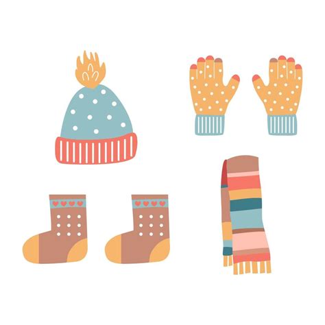 Set Of Winter Clothes Vector Illustration Vector Art At Vecteezy