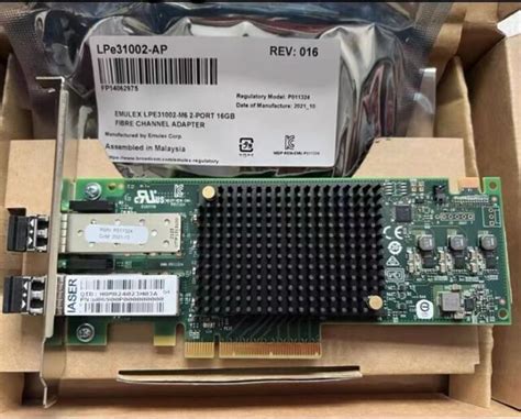 LPe31002-AP Dual Port 16Gb Emulex SFP FC PCIe Host Bus Adapter HBA ...