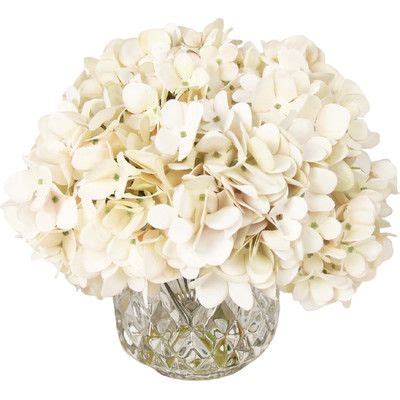 House Of Hampton Hydrangea Bouquet Arrangement In Crystal Vase