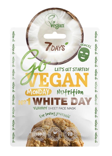 Тканевая маска для лица Vilenta 7 days go vegan yummy Monday White day ...