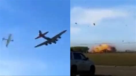 VIDEO Impactante Dos aviones chocaron en festival aéreo de Texas