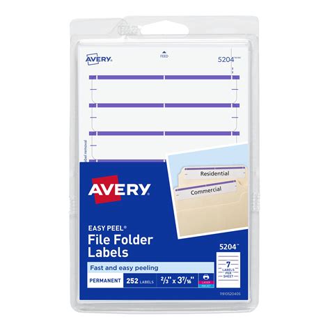 Avery File Folder Labels White Purple 2 3 X 3 7 16 252 5204