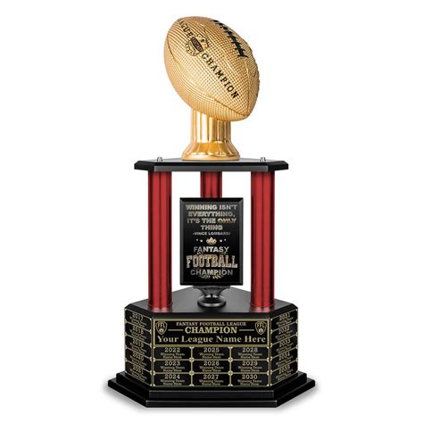 26"-56" Perpetual Fantasy Football Trophy - Gold Football - TrophySmack