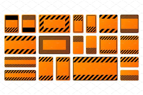 Various blank orange warning signs | Illustrations ~ Creative Market