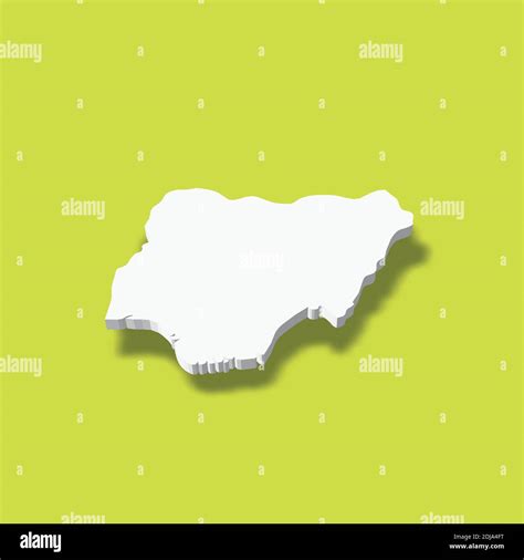 Nigeria White D Silhouette Map Of Country Area With Dropped Shadow