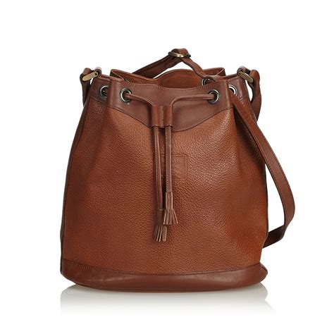 Burberry Leather Drawstring Bucket Bag Brown Ref Joli Closet