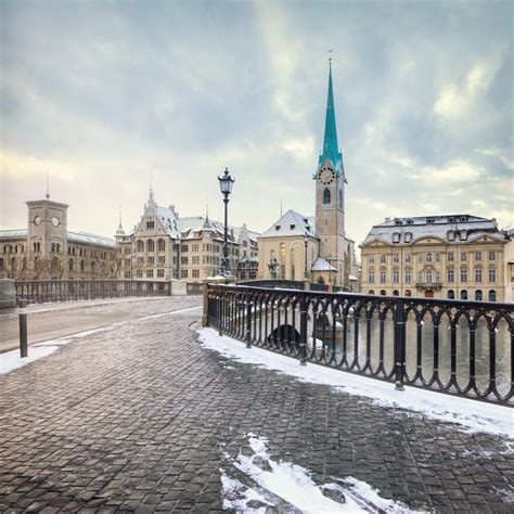 Old Zurich Town in Winter, View on Lake Stock Image - Image of ...