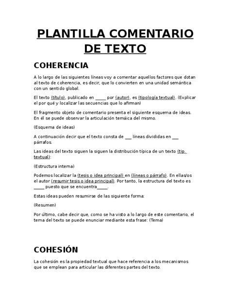 Doc Plantilla Comentario De Texto