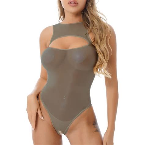 YOOJIA Body Transparent Sexy Femme Combianison Ouverte Entrejambes Erotique Lingerie Bodysuit